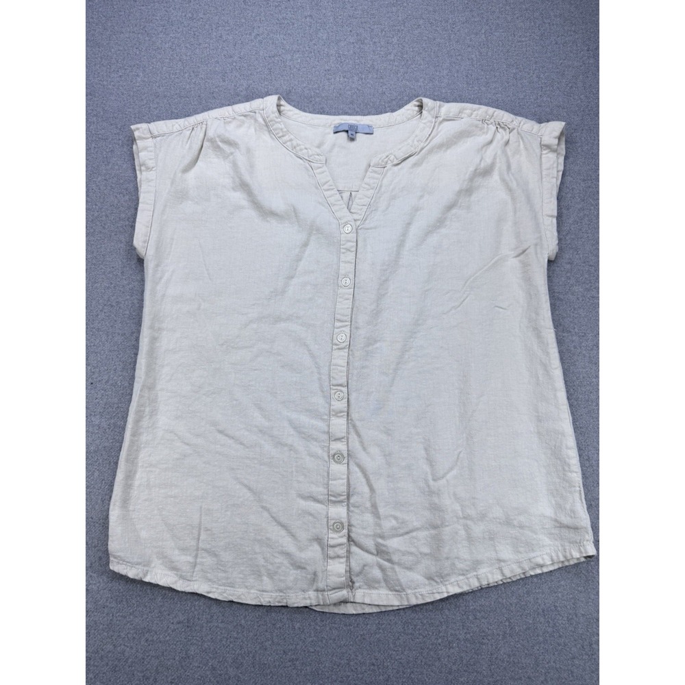 Choice Essentials Linen‎ Blend Sleeveless Top Womens 40 Ecru Lagenlook Boxy